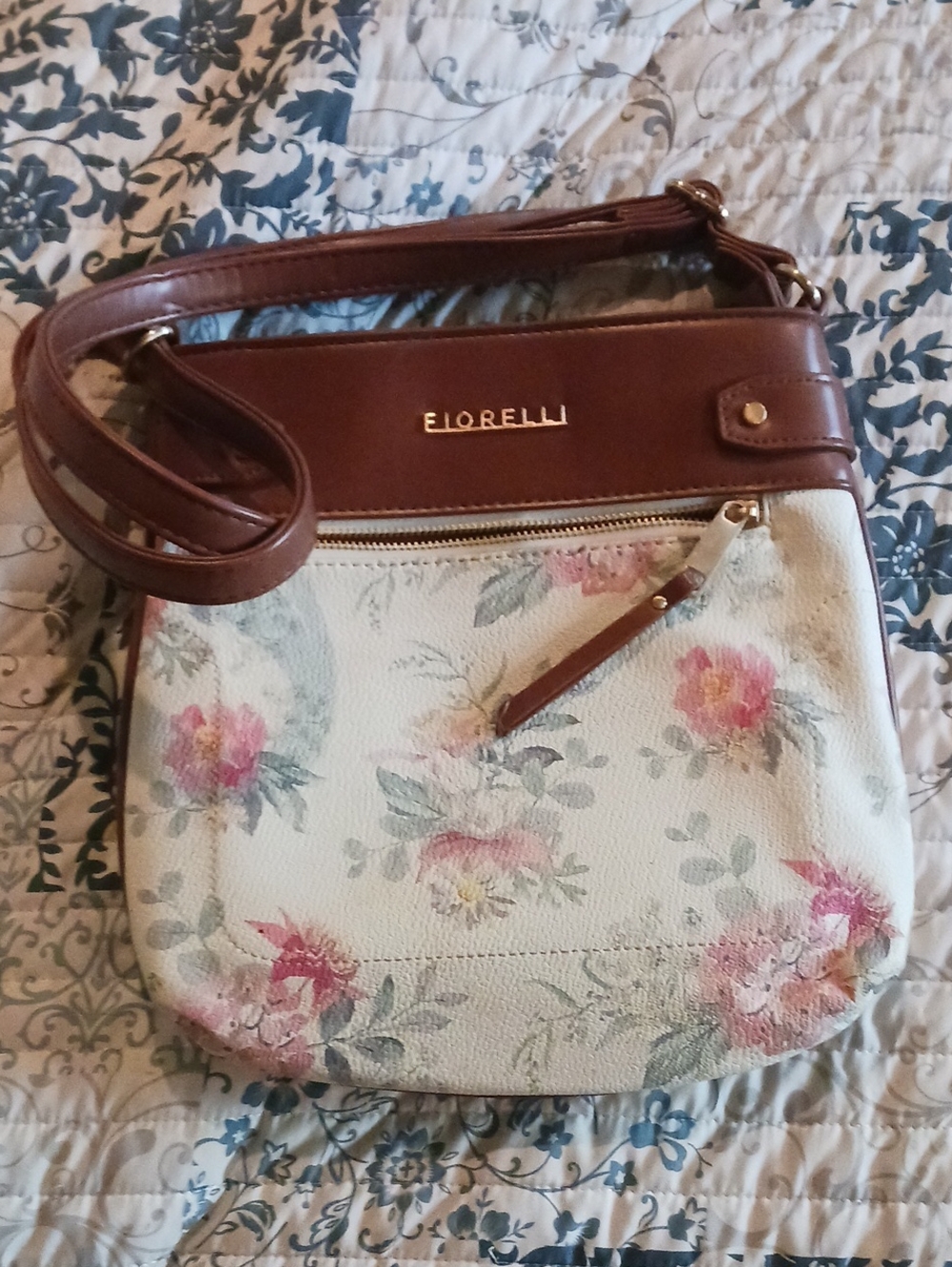 Fiorelli Brown & Floral Crossbody Bag - Cream Floral Design
